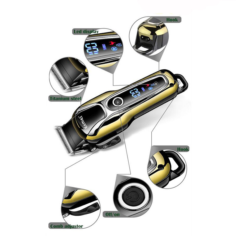 Golden Color Electric Hair Trimmer , Cordless Barber Clippers For Pets / Human