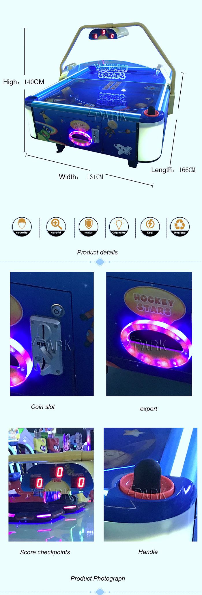 Kids Hockey Star Coin Operated Arcade Machines L166*W131*140 CM