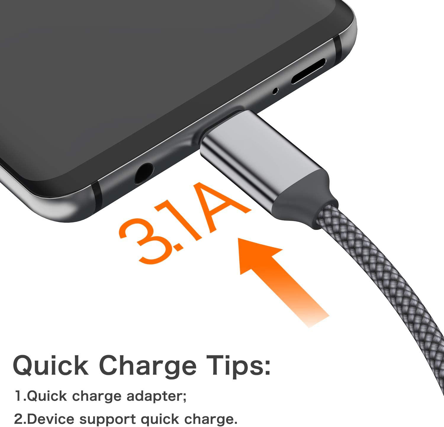 Braided Straight USB Cable Type C To Type A Male For Mobile Phone Charging OEM ODM