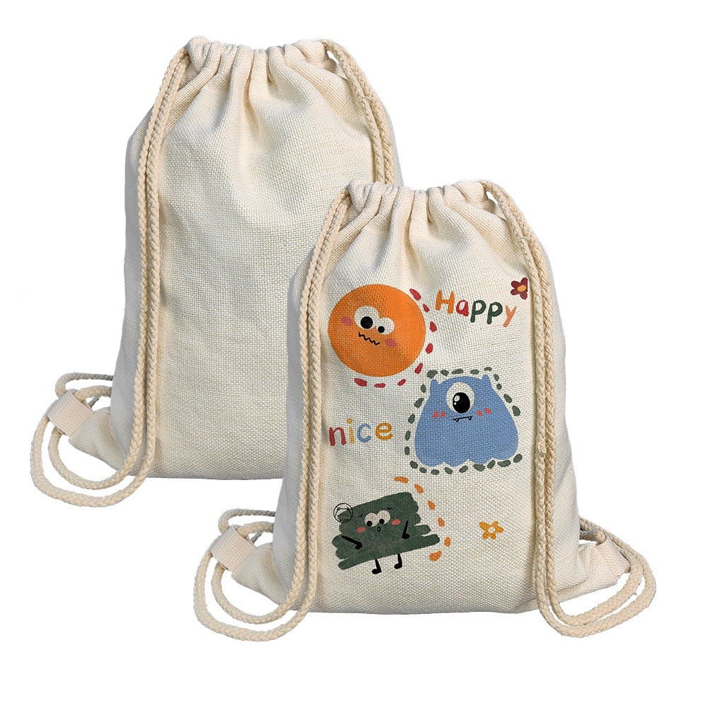 40*30cm Custom Linen Drawstring Bags For Heat Transfer Printing 300g 380g