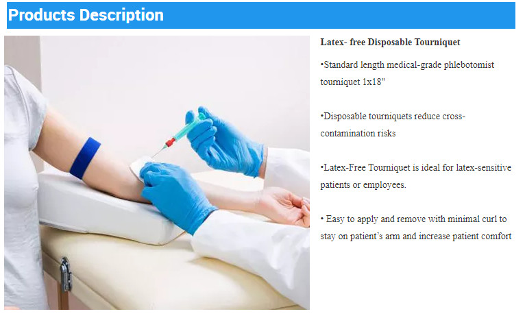 Teveik Factory Latex Free TPE material Medical Disposable Colorful Elastic Tourniquet Portable
