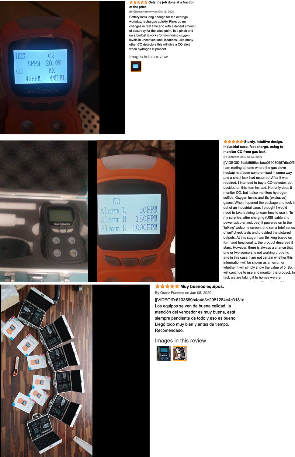 H2S O2 CO EX 4 In 1 Multi Gas Detector IP65 USB Rechargeable Buzzer Alarm