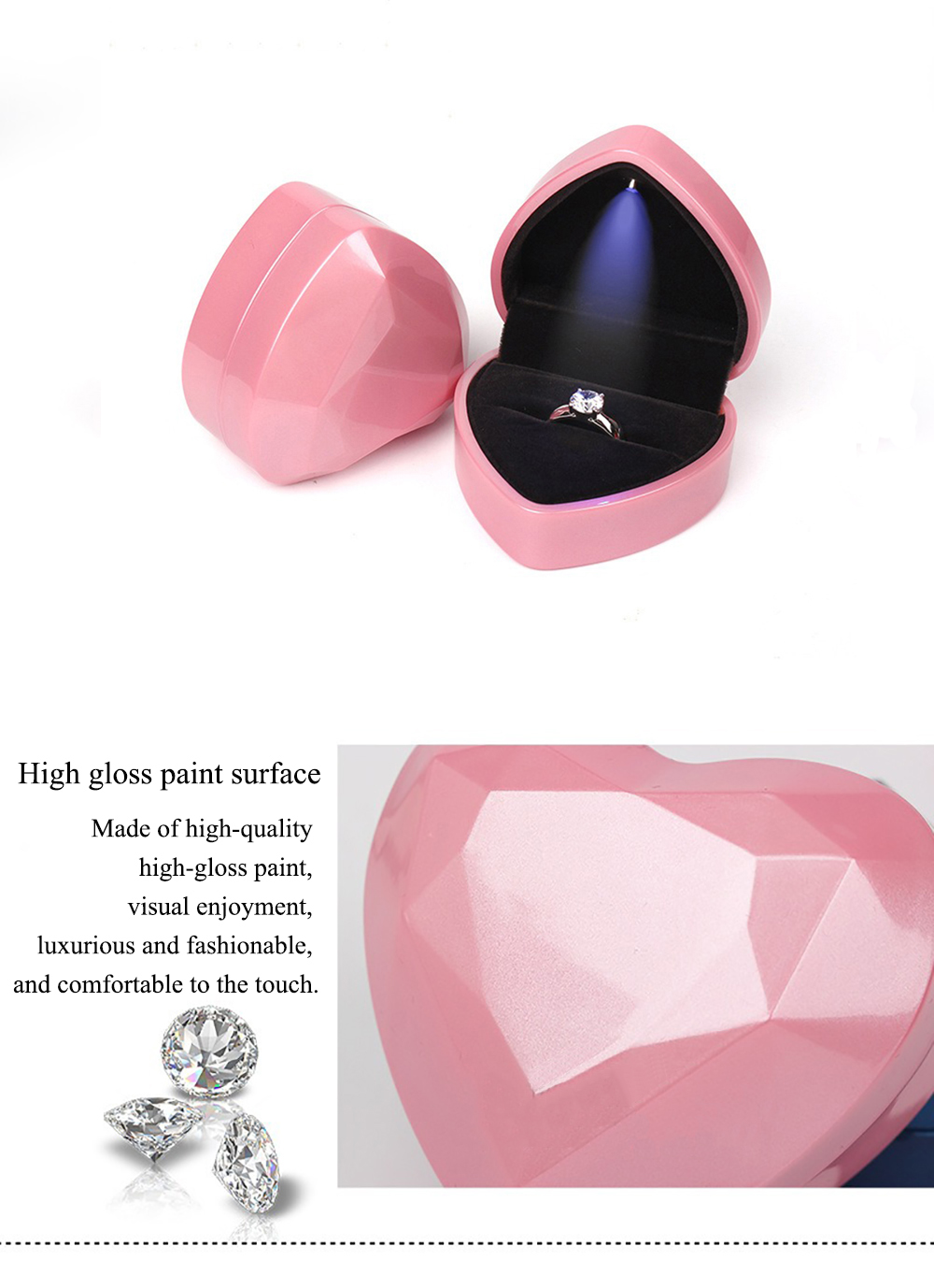 LED Light Rings Jewelry Box Customizable Jewelry Gift Packaging Box
