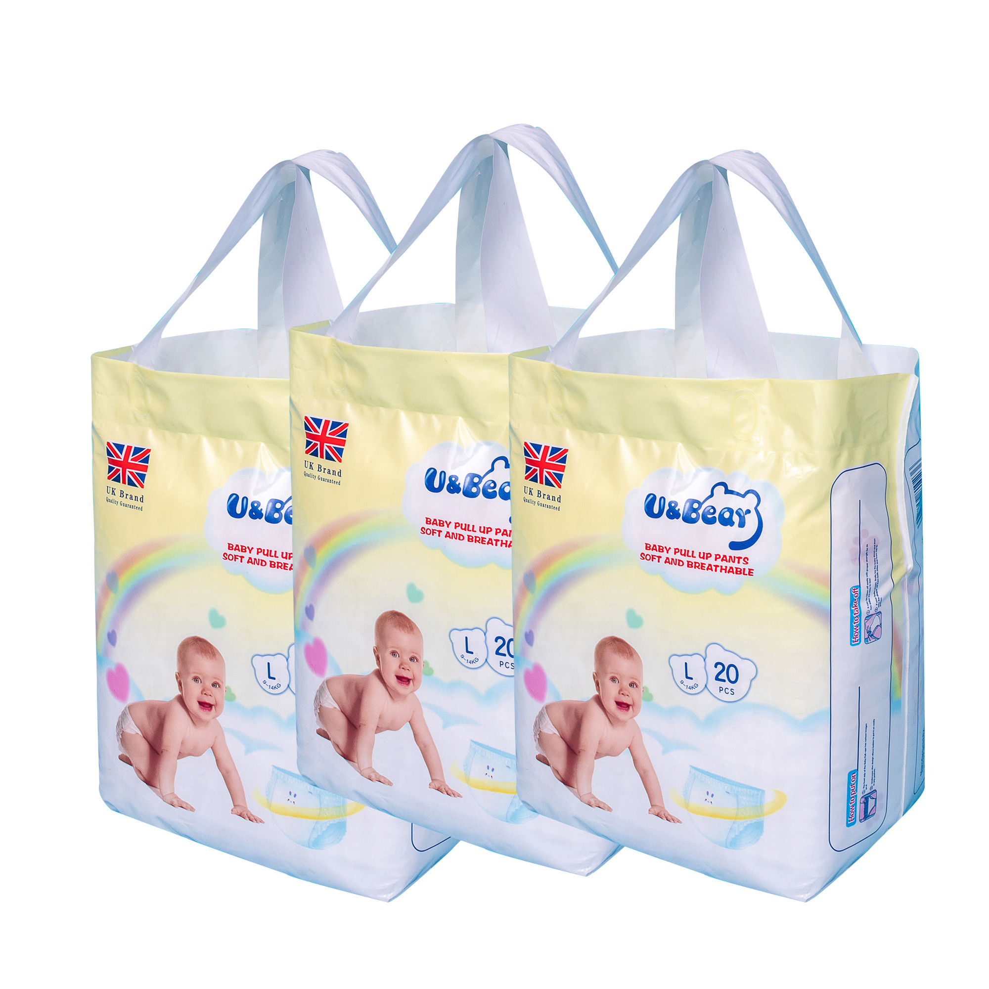 Silk Soft Film Backsheet Pull Up Baby Diaper Blue ADL Elastic Waist