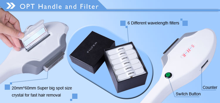 Acne Removal OPT SHR Machine Head Removal , Painless Pussy Hair Removal Machine