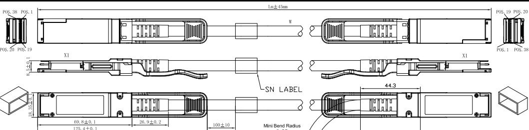 QSFP56 DAC Direct Attach Copper Twinax Cable 200G 3M