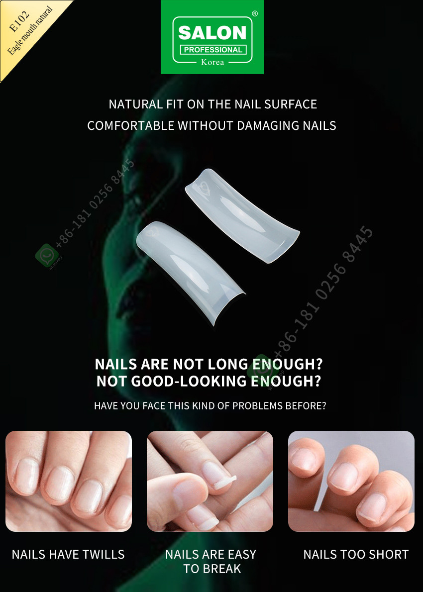 Salon beauty false eagle month nail tips French manufacture acrylic extra-long half cover tips