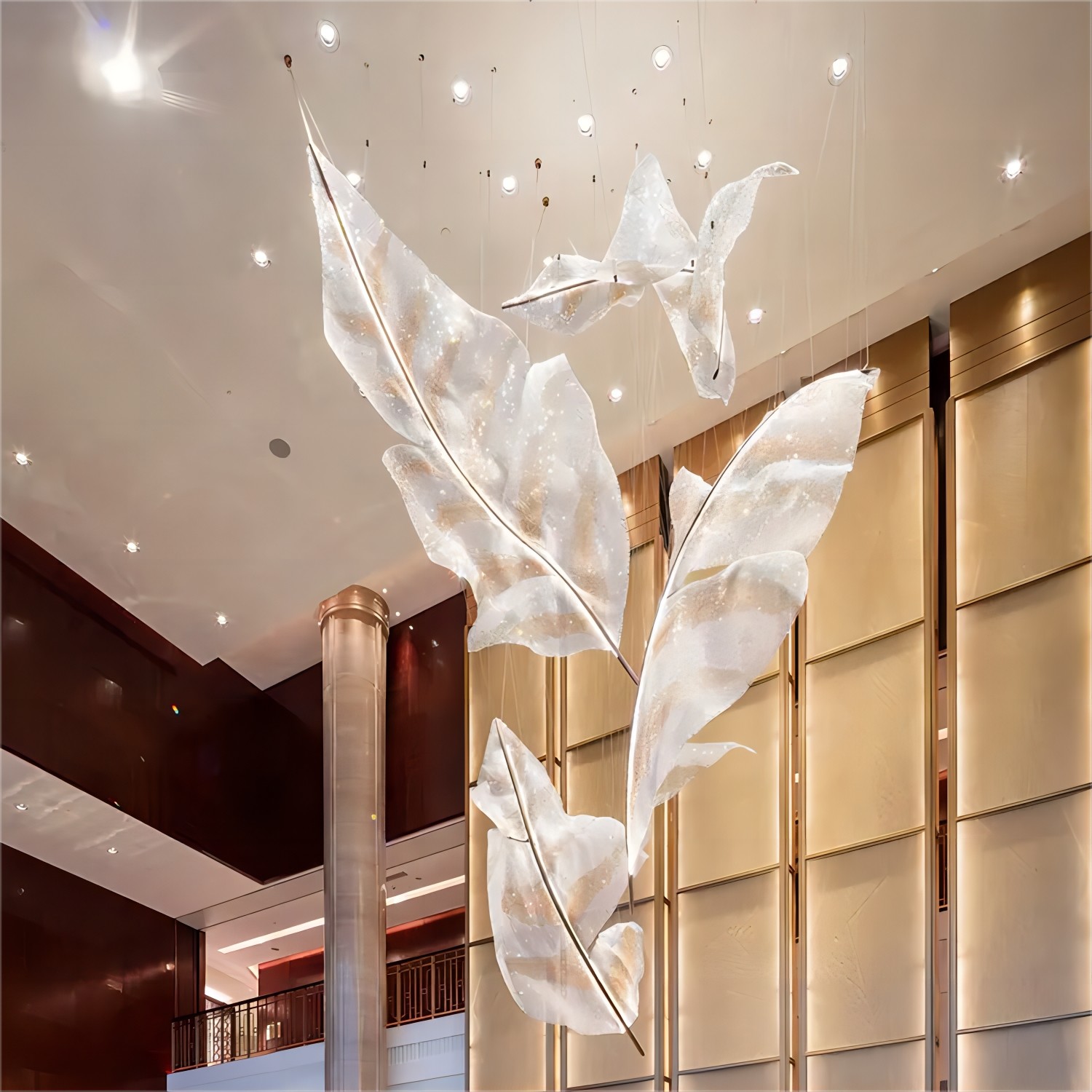 Custom Made Leaf Pendant Light Large Lobby Chandelier Modern Glass Decoration Lighting