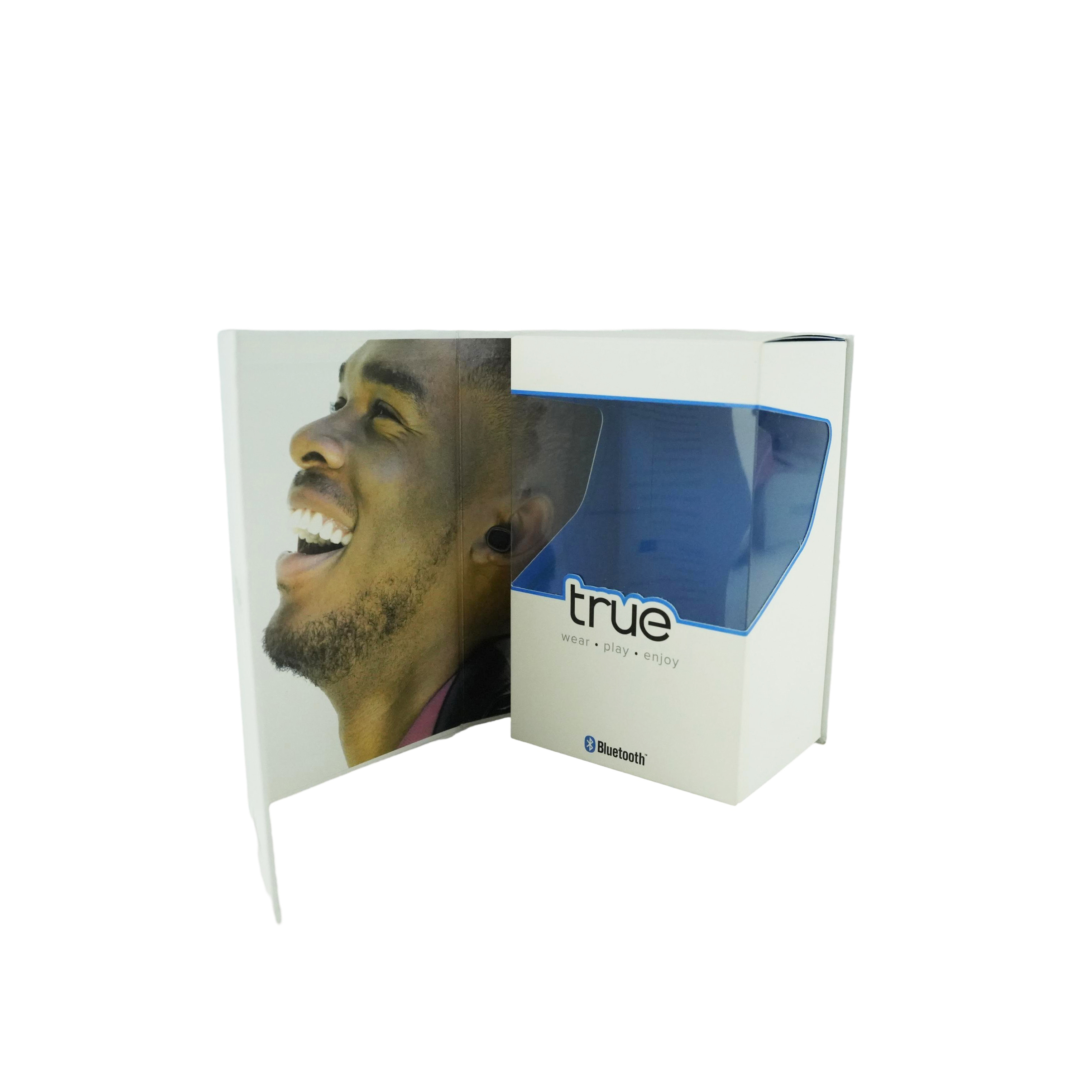 Customizable Earphone Package Style In Folding Cardboard Book Type Box With UV Window