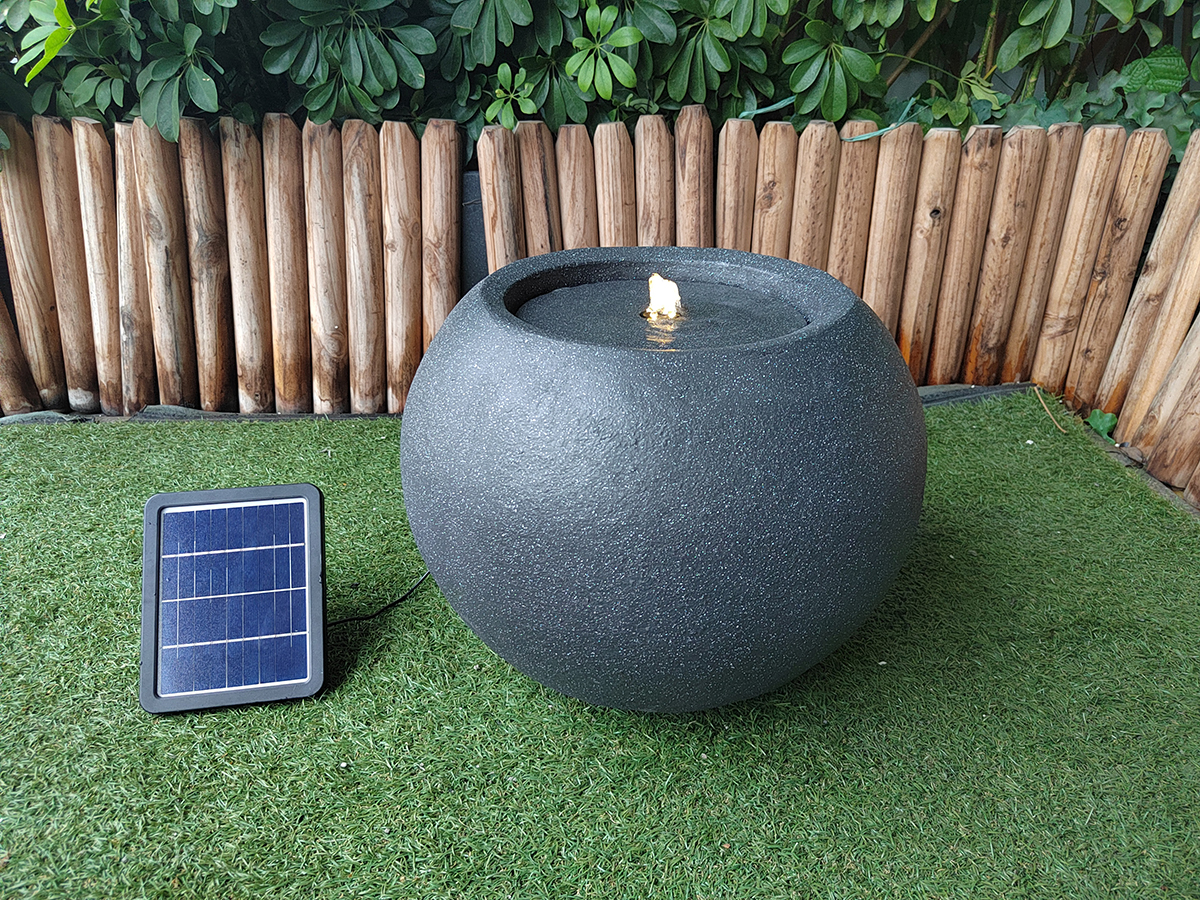 Garden Black Marble Ball Solar Water Pump Fountain with Low Pressure and Ball