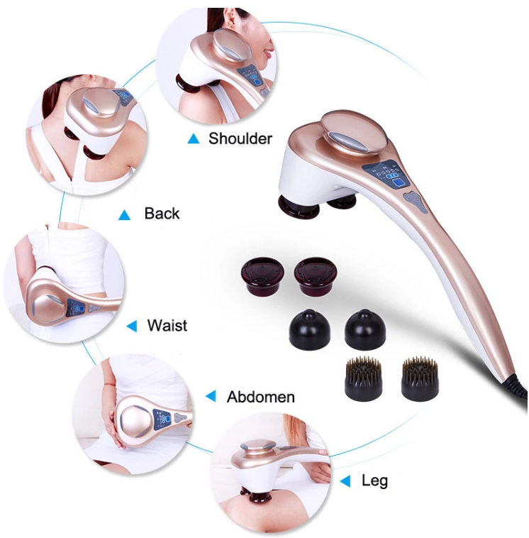Three Modes Dual Tapper Handheld Percussion Massager With Shiatsu And Heating