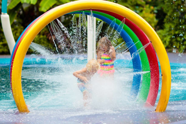 Water Spray Park Rainbow Circle Children Water Playground Colorful water splash park