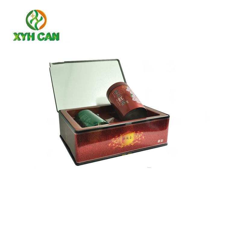 Tea Tin Can Commercial Two Round Tin Plate Containers Box 90×145 mm
