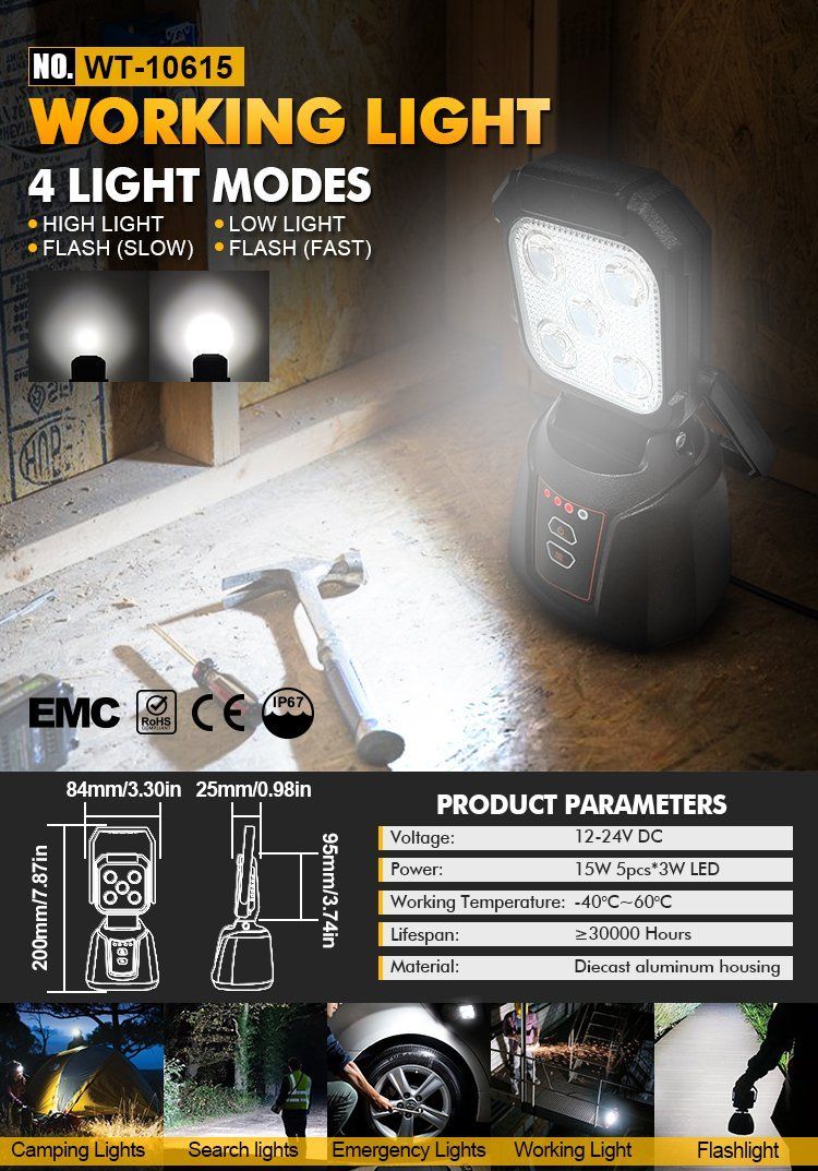 LED Handle Emergency Light Rechargeable Light High Brightness Lighting for Factory Warehouse Outdoor Waterproof