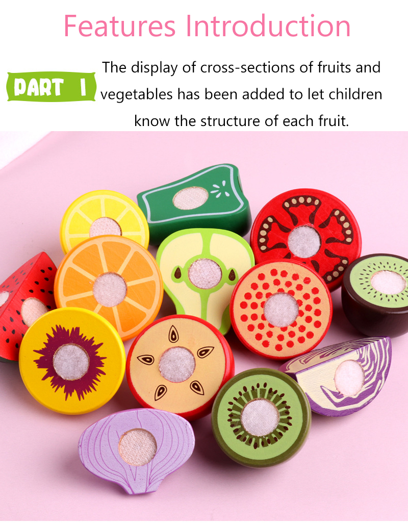 Cooking Props 5.5cm Wooden Role Play Food Magnetic Fruit Toys