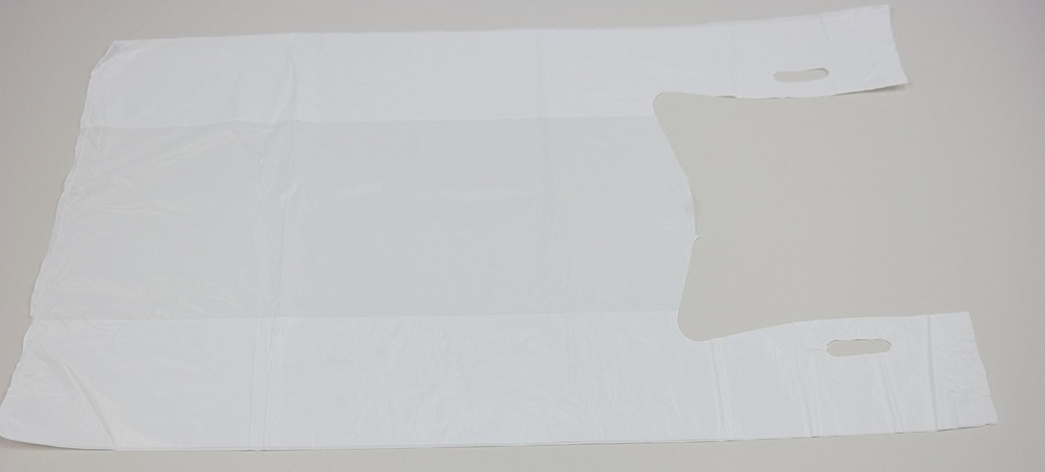 Plastic Bag-WHITE Plain Embossed T Shirt Bag 13 mic - 100 bags/bundles , HDPE material