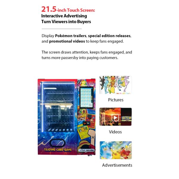 Micron Compact TCG Card Vending Machine for Pokémon & Trading Cards with 21.5 Inch Touch Screen