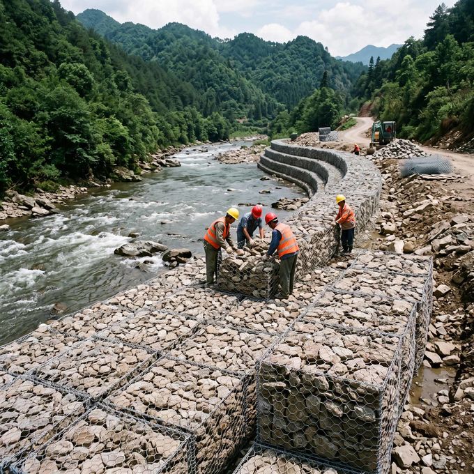 Heavy Duty Hexagonal Gabion Wall for Slope Protection River Bank Stabilization