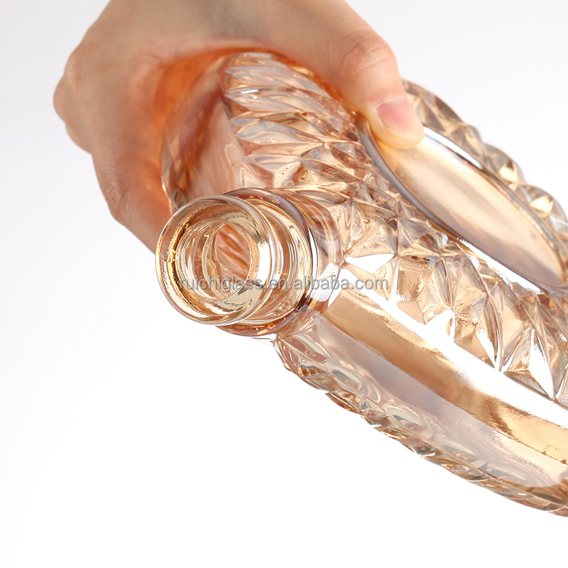 Manufacture 500ml 750ml Brandy Glass Bottle with Cap and Aluminum Plastic PP Collar