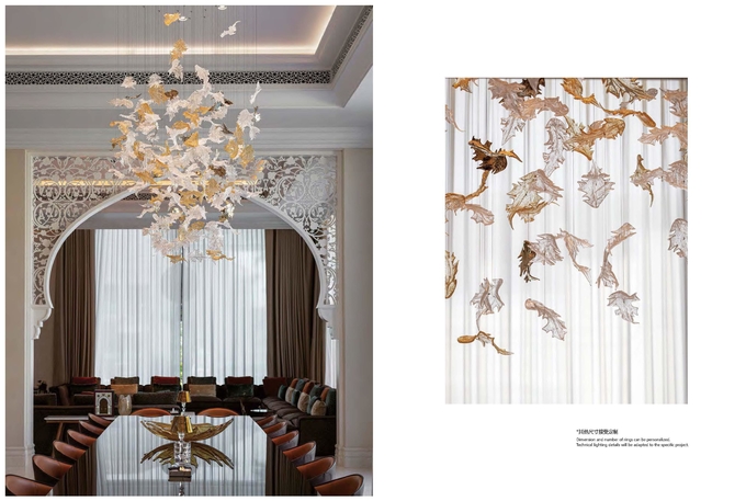 Non Standard Customized Glazed Maple Leaf Chandelier Hotel Banquet Art Decoration Engineering Light
