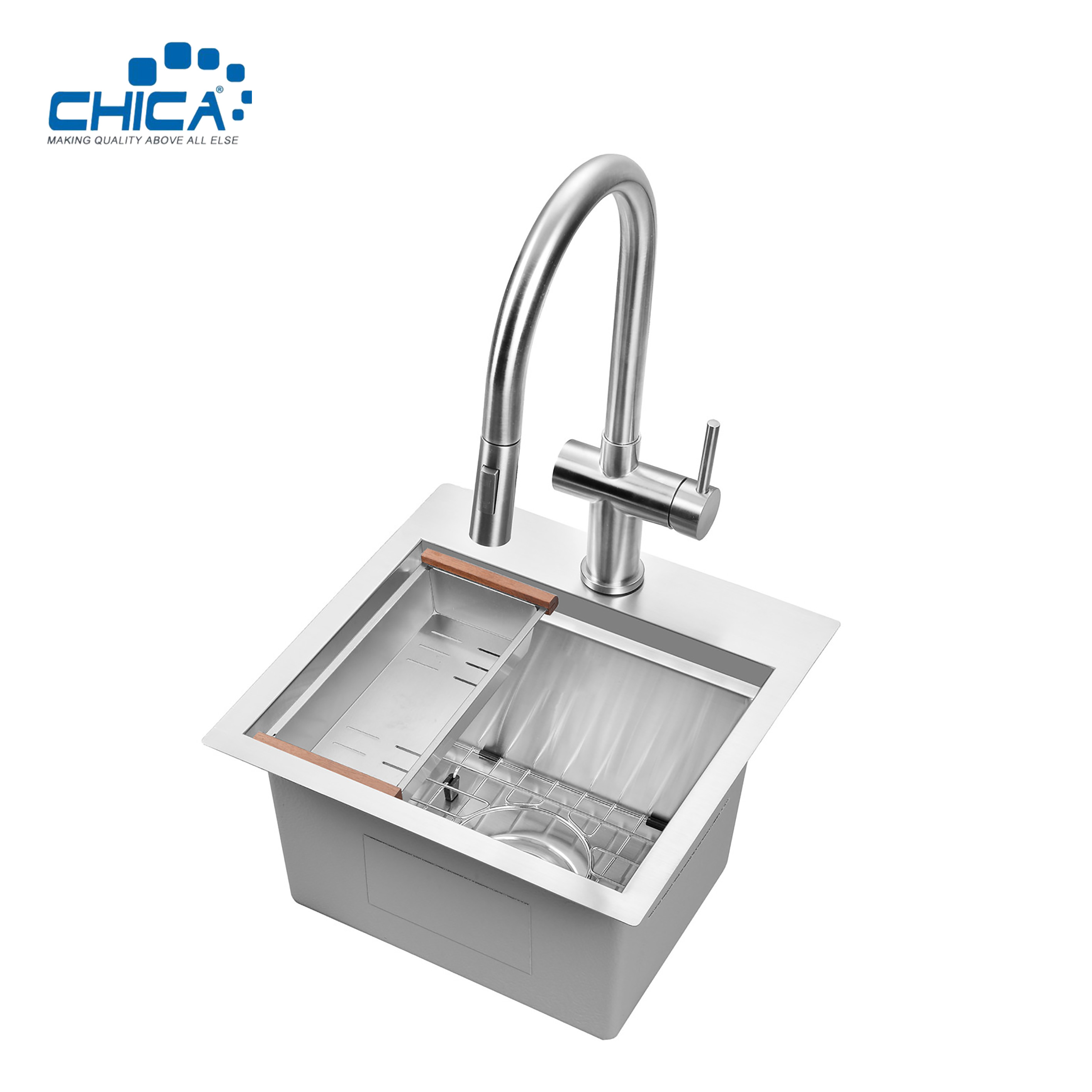 SUS304 stainless steel single bowl sink commercial topmount handmade house kitchen sink