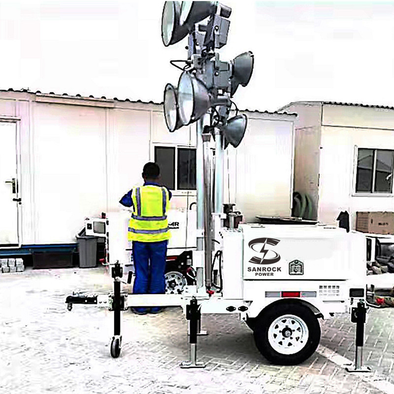 Large Luminous Flux Diesel Operated Mobile Flood Lights For Industrial 6kw/7.5kw