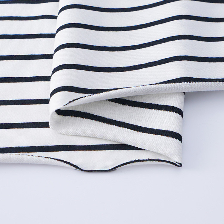 Twill Knitted Organic Terry Fabric , 40S Lycra Cotton Striped Fabric