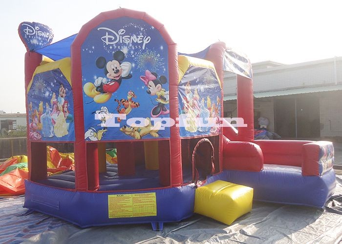 PVC Racing Car Inflatable Water Jumping Castle 5 x 5m Digital Printing With Slide