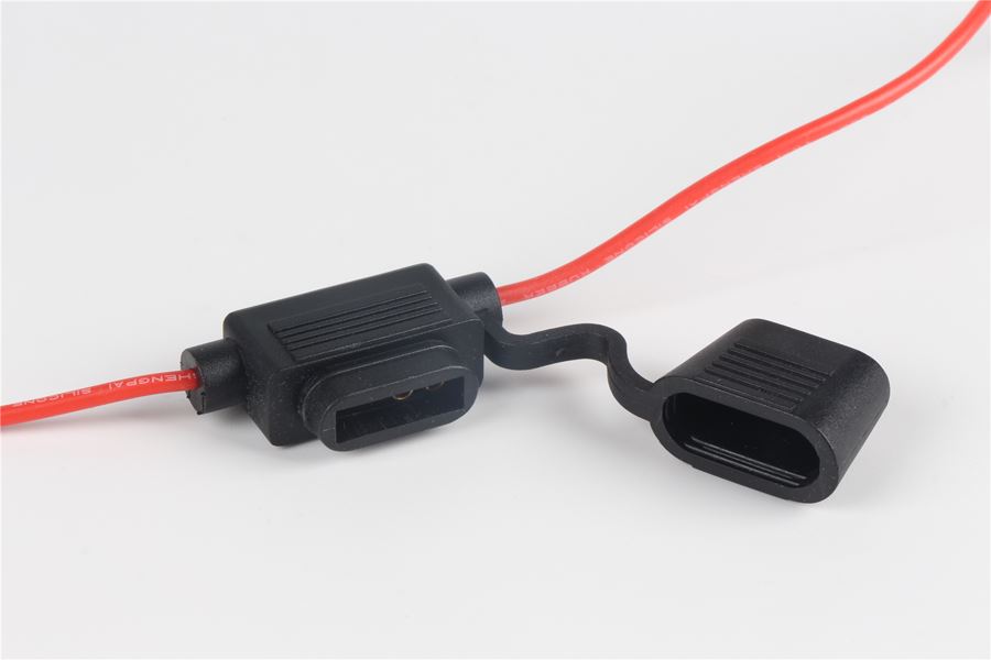 Black 30 Amp Panel Mount Fuse Holder , Automotive Inline Fuse Holders