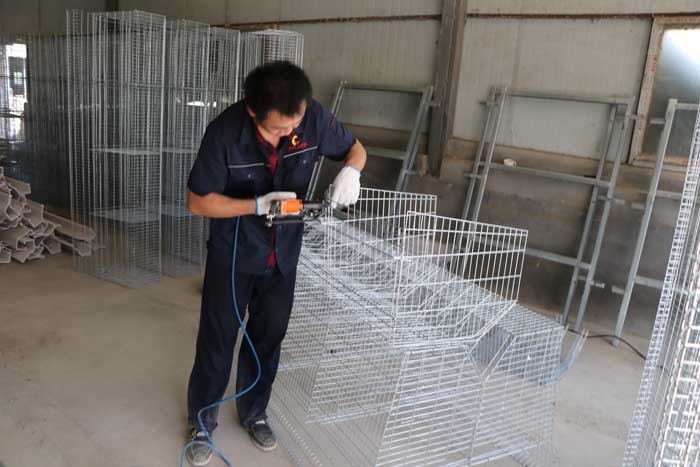 Hot Dipped Galvanized Broiler Chicken Cage H Type 4 Tier 2 Doors for farm