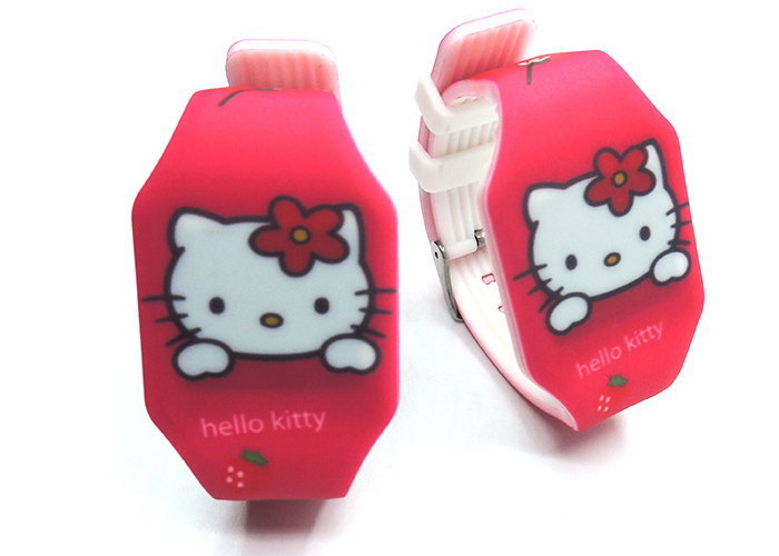 hello kitty cat animal Children's Electronic Silicone Watch LED Touch Cartoon Watch Promotion Custom Gift KT Cat Cartoon