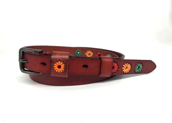 Embroidered Flowers Cowhide 95cm Female Leather Belts