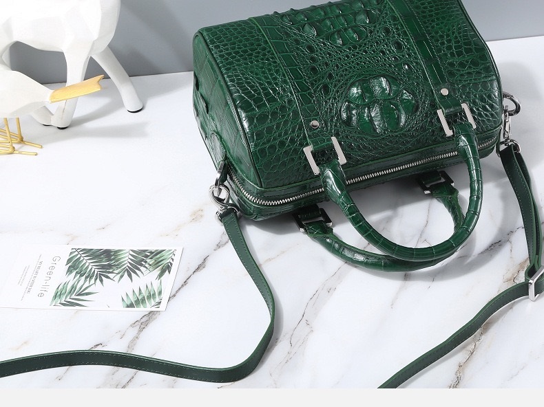 Fashion Lady Purse Genuine Crocodile Leather Women's Small Boston Bag Exotic Real Alligator Skin Female Zipper Handbag