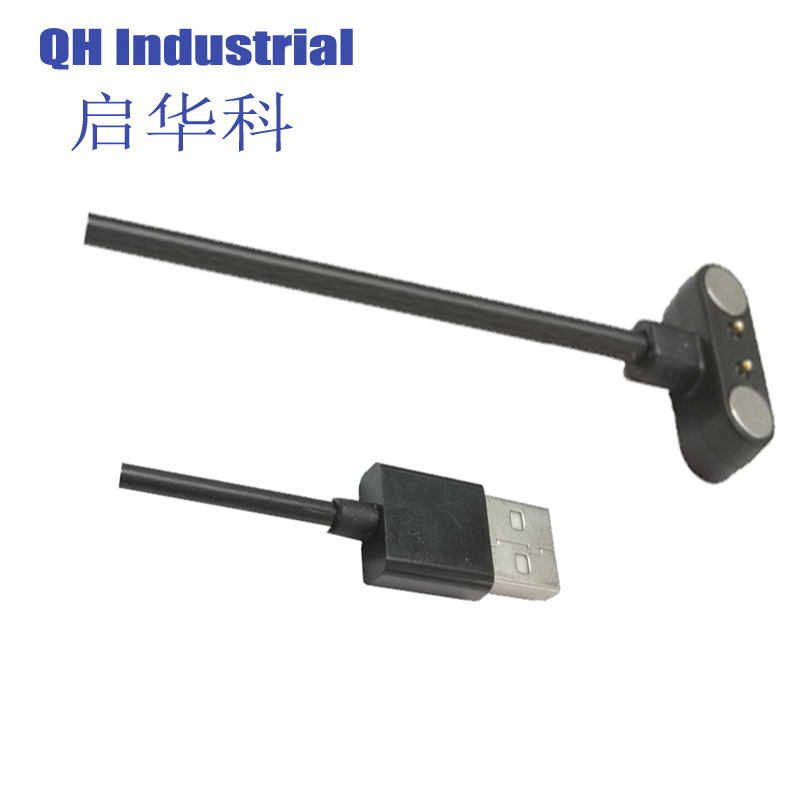 2Pin Ce Standard Battery 90 Degree Bend Pin Magnetic Power Connectors Short Tablet Smt Pogo Pin Magnetic Power Connector