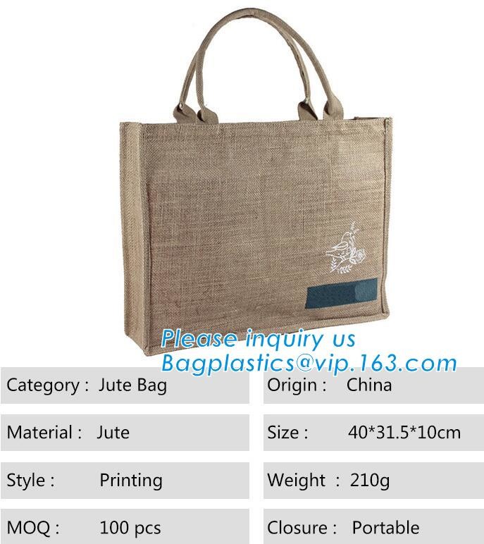 Multifunctional jute bag with low price,Natural Burlap Tote Bags Reusable Jute Bags with Full Gusset,shoulder strap plai