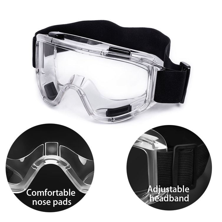 TPR Frame PC Lens Industrial Safety Goggles with Anti-Scratch UV Anti-Fog Protection