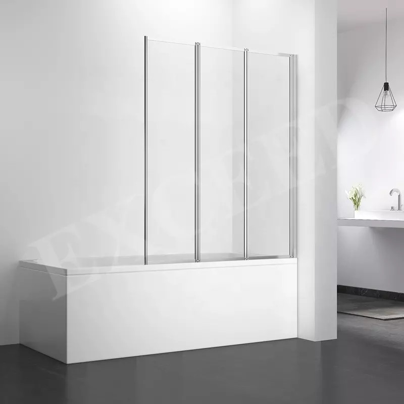 5mm Tempered Clear Glass Shower Enclosure 3 Fold Hinged Bathtub Screen