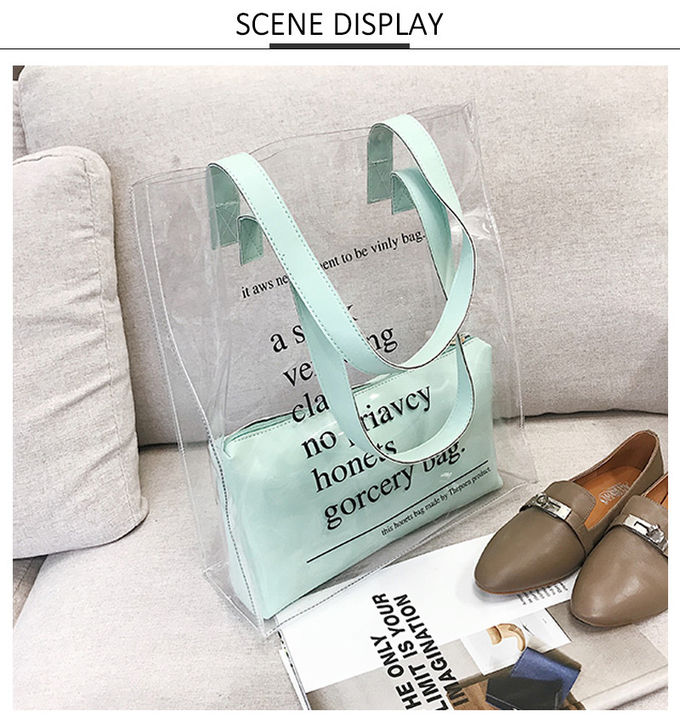 L33*D14*H40 Cm Reusable Custom Clear PVC Handbags