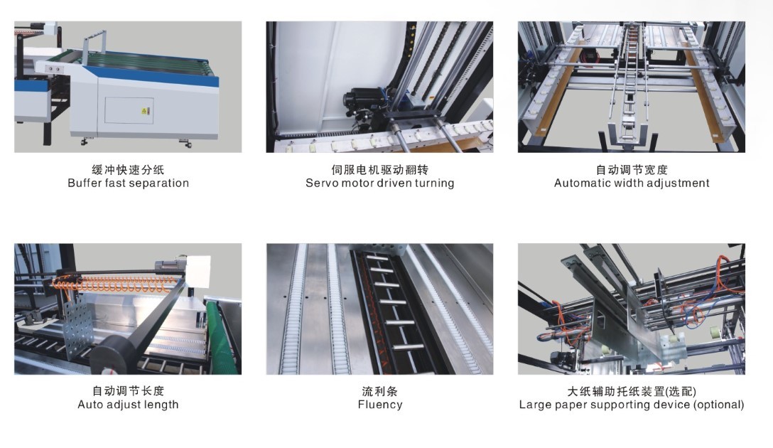 300gsm-10mm Automatic Flute Laminating Machine Corrugated Paperboard Paper Laminator With 2200mm Stacker