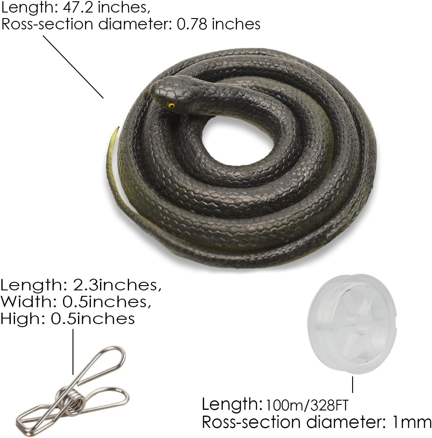 Unisex Age Range 8 to 13 Years Realistic Clip on Snake Prank That Will Cause Laughter