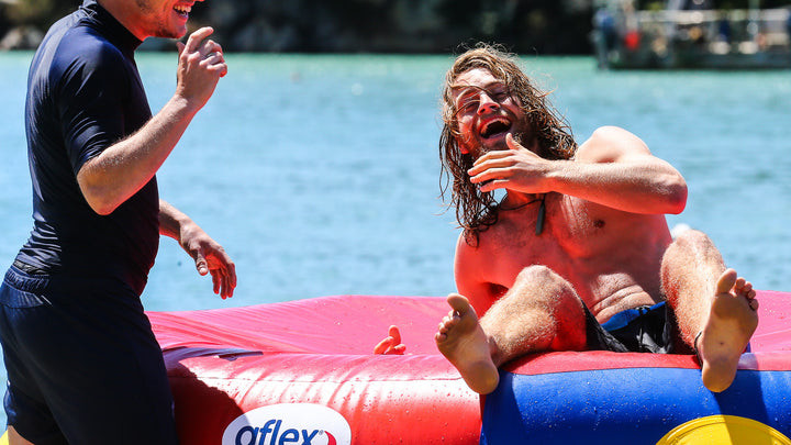 Customized Inflatable Water Park Equipments Floating Obstacle Course