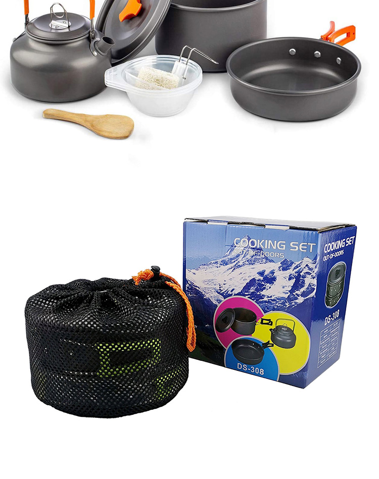 Best Selling Picnic Cookware Soup Pot Non-stick Camping Cookware Sets Aluminium Outdoor Cooking Pot Set With Storage Bag