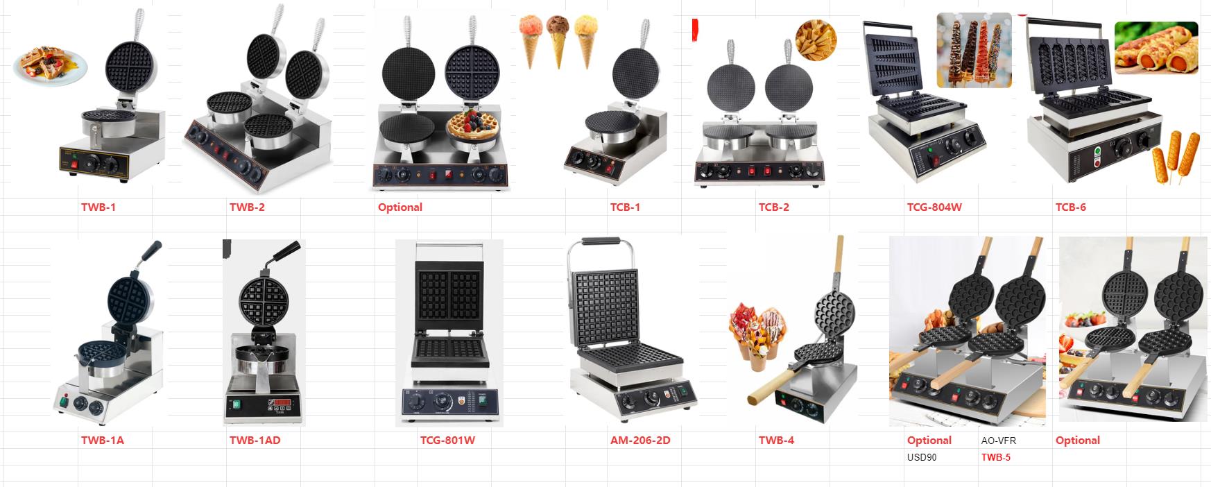 Commercial Non Stick Electric Egg Waffle Maker with Crab and Animal Shapes Cartoon 110/220 Voltage