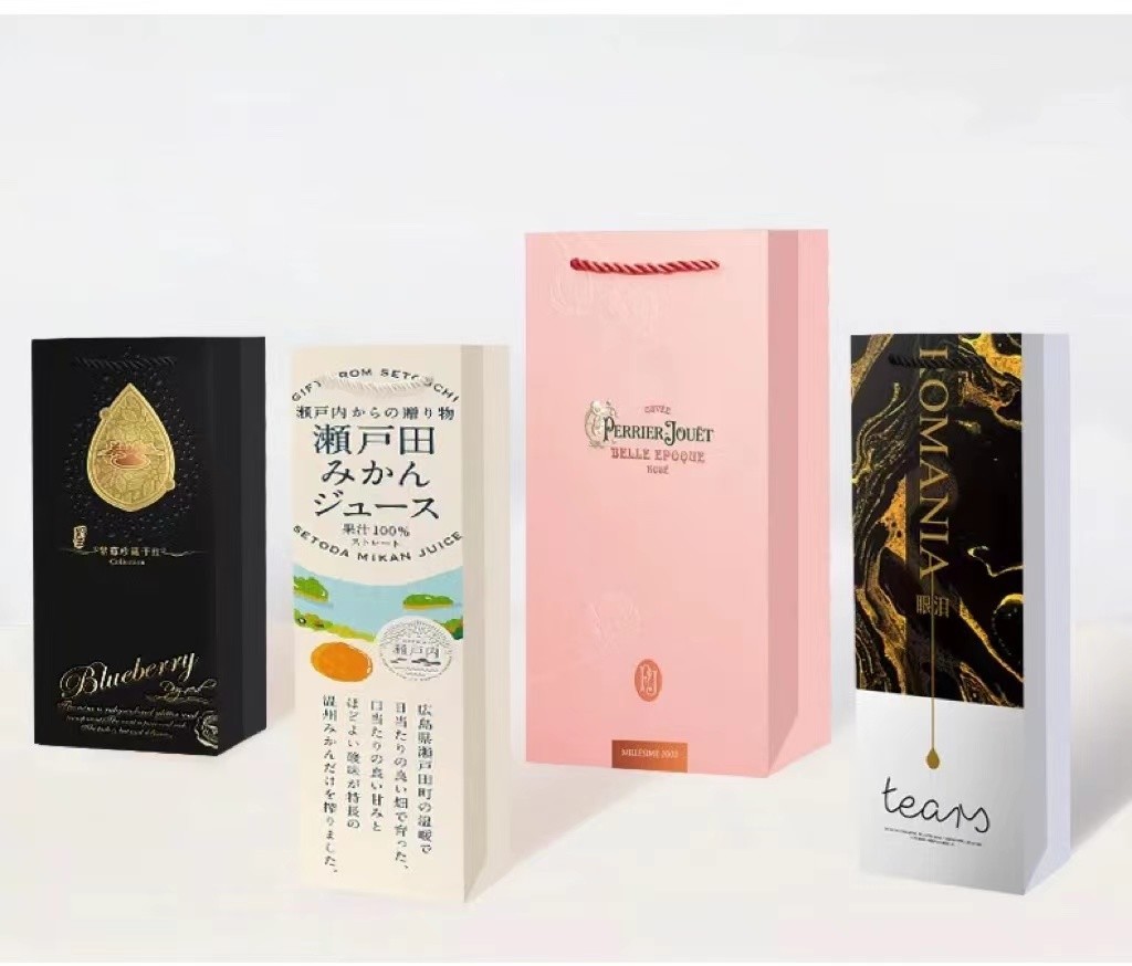 157gsm Insulated Washable Brown Paper Wine Bags Die Cut Handle