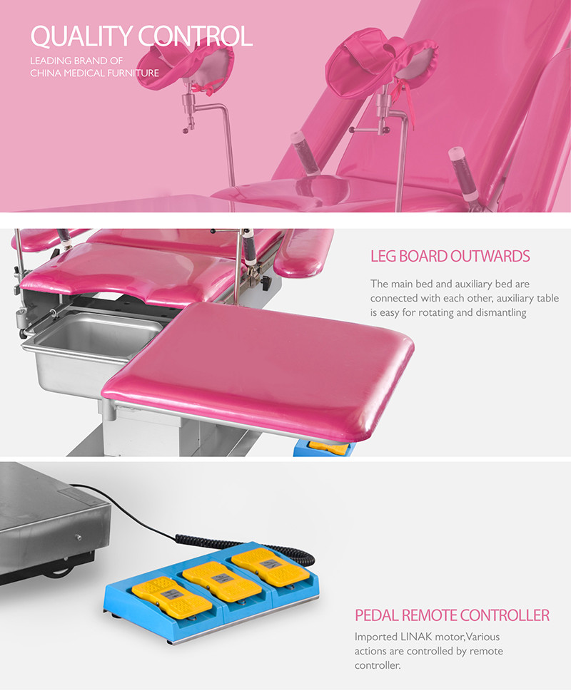 Gynecological Delivery H630mm Obstetric Bed 250kg Laod In Hospital Delivery Table
