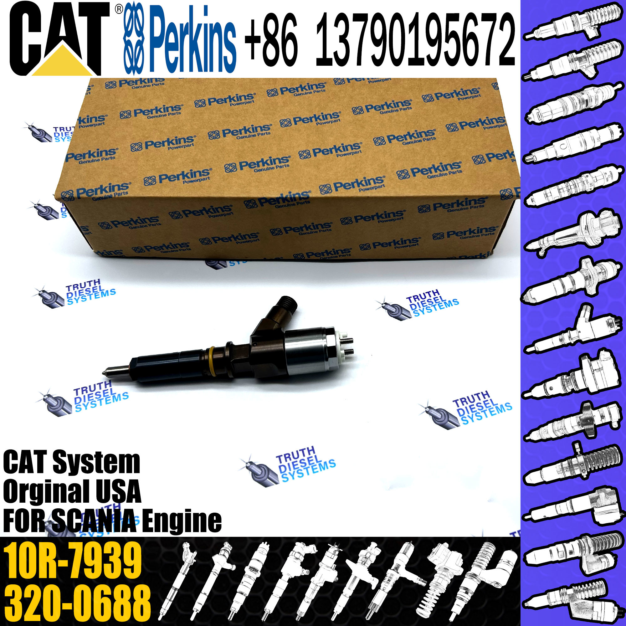 Caterpillar C4.4 C6.6 engine spare injector nozzles 2645a747 320-0688 Fuel Common Rail Injector 10R-7939 2645A747