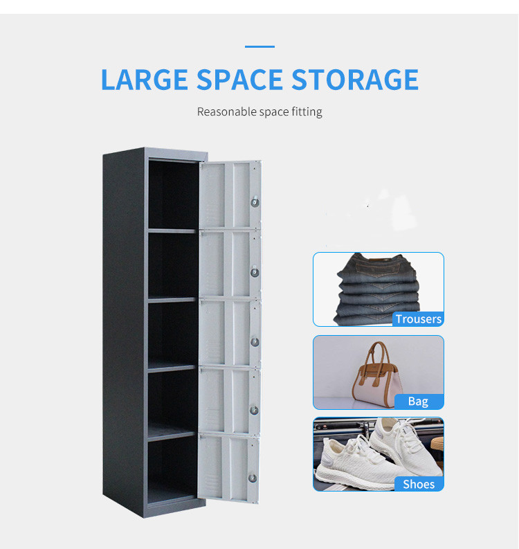Single Five Door Key Lock Steel Locker For Clothes And Shoes Steel Cabinet