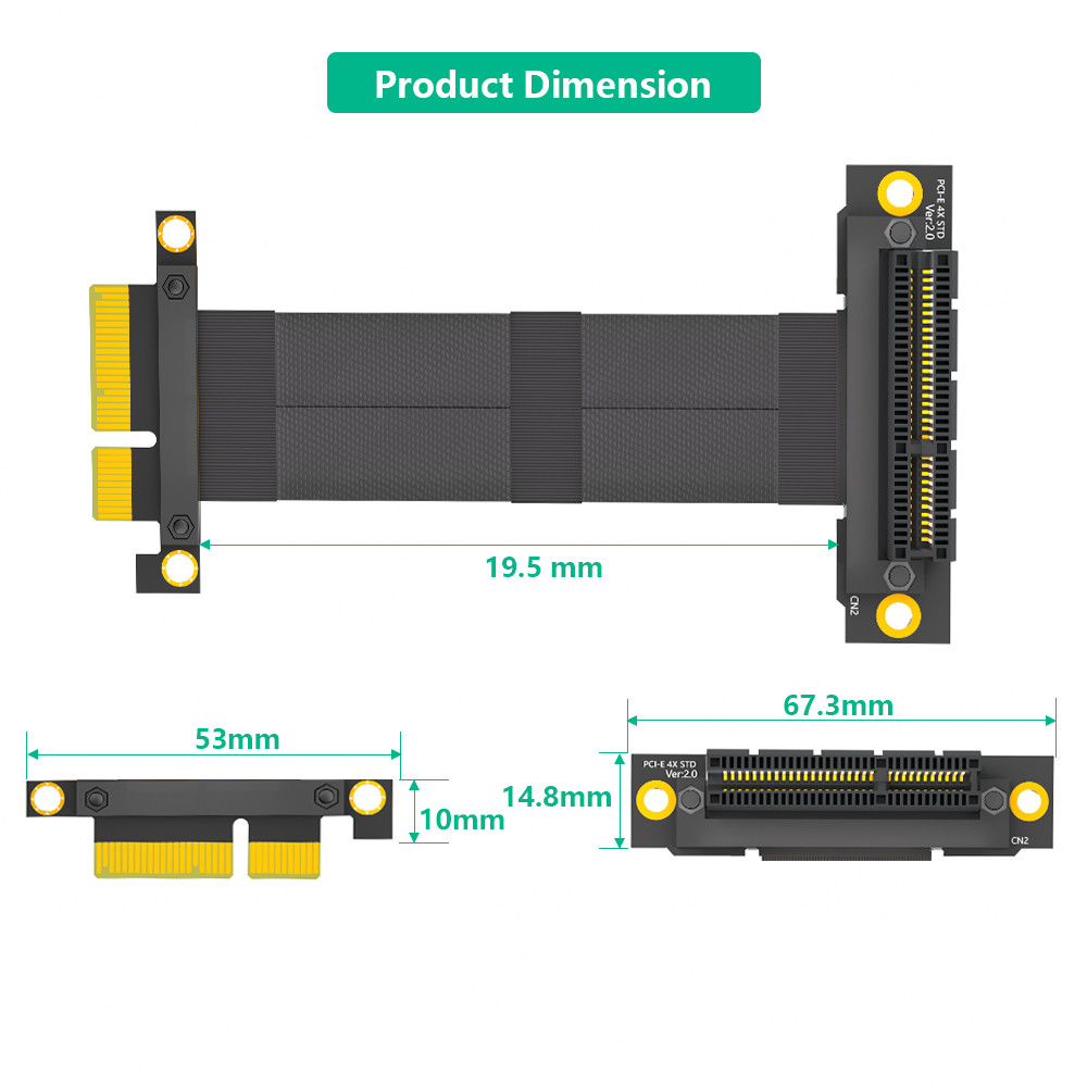 90° Reverse PCI-E Slot PCI-e 4X Extension Cable Upgrade Your Data Transfer Speed