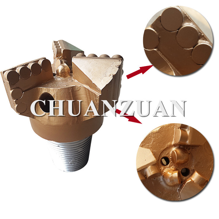 146MM PDC Drag Bit 3 Blades / Golden PDC Core Bits Drilling Equipment
