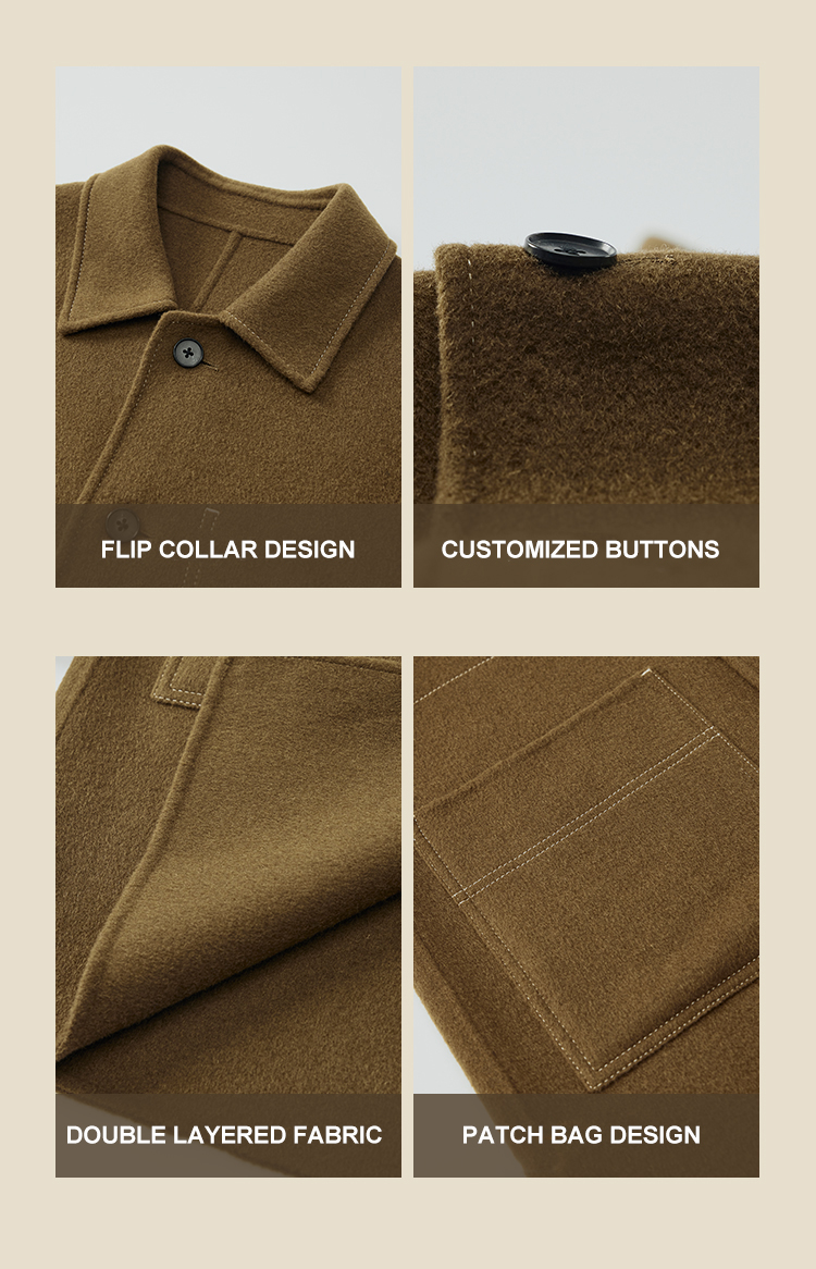 Customized Fabric OVERCOAT OEM Autumn and Winter Warm Windbreaker Woolen Coat for Men